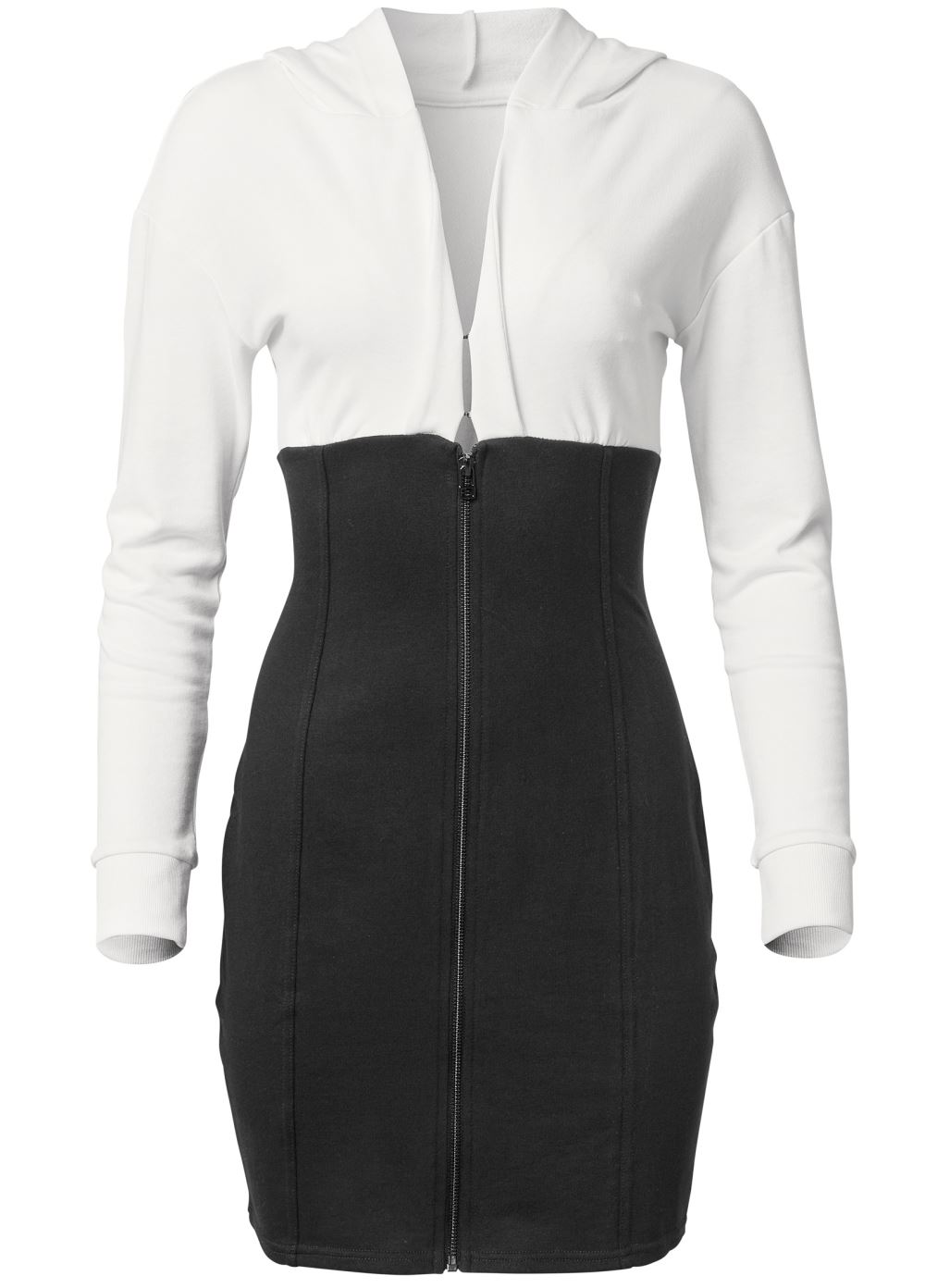 Venus Plus Size Color Block Corset Dress in Black & White