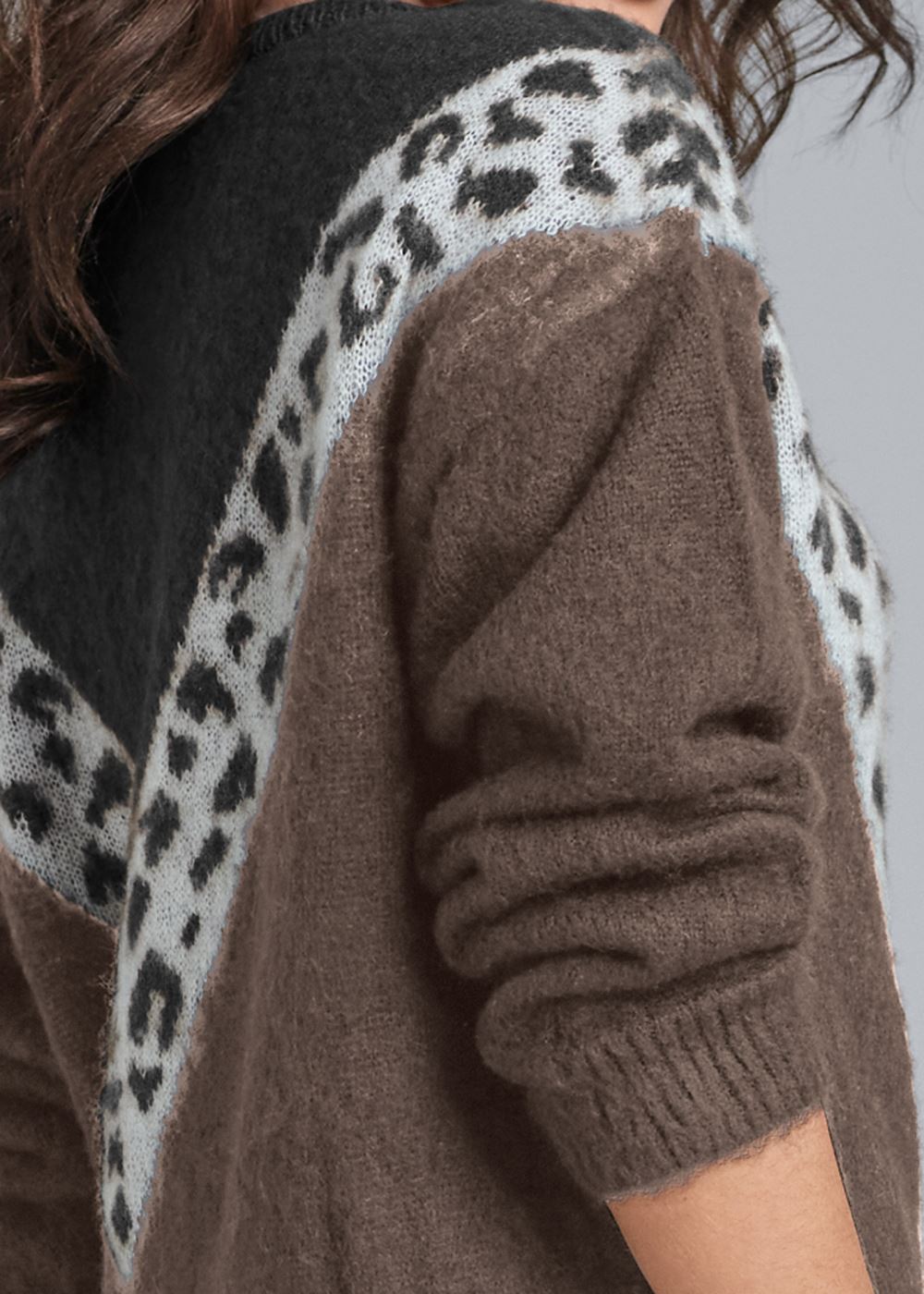 Venus Plus Size Leopard Stripe Sweater in Black Multi