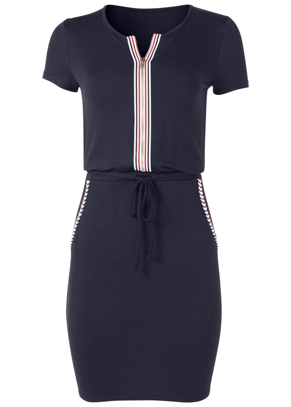 Venus Plus Size Zip-Front Lounge Dress in Navy
