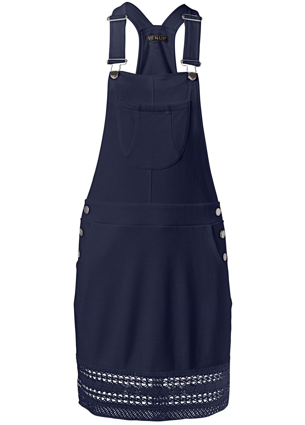 Venus Plus Size Crochet Overall Lounge Dress in Navy