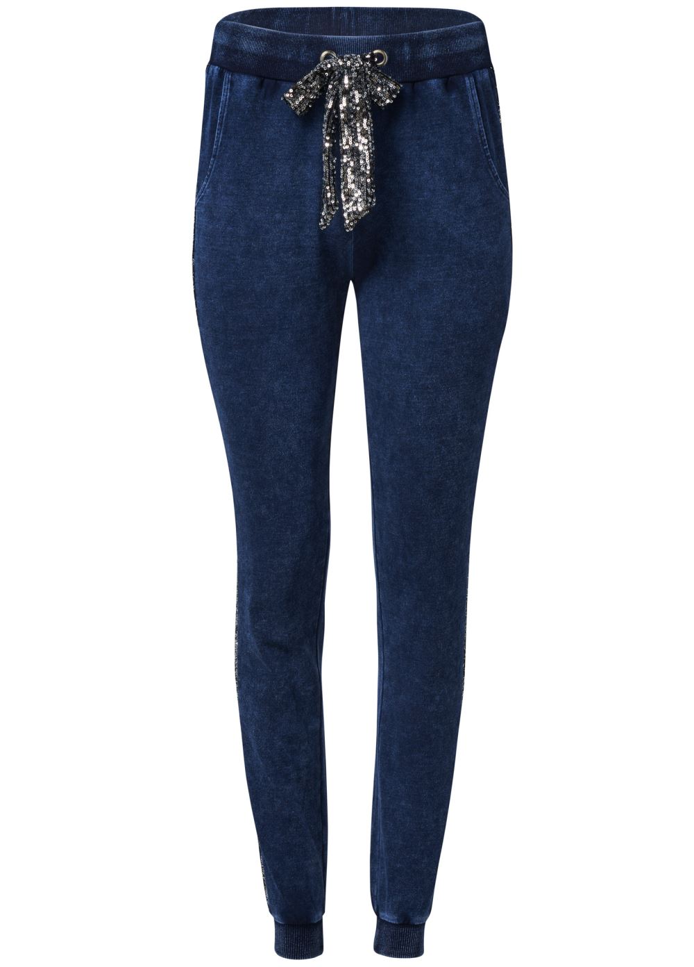 Venus Plus Size Washed Sequin Lounge Jogger in Blue & Silver