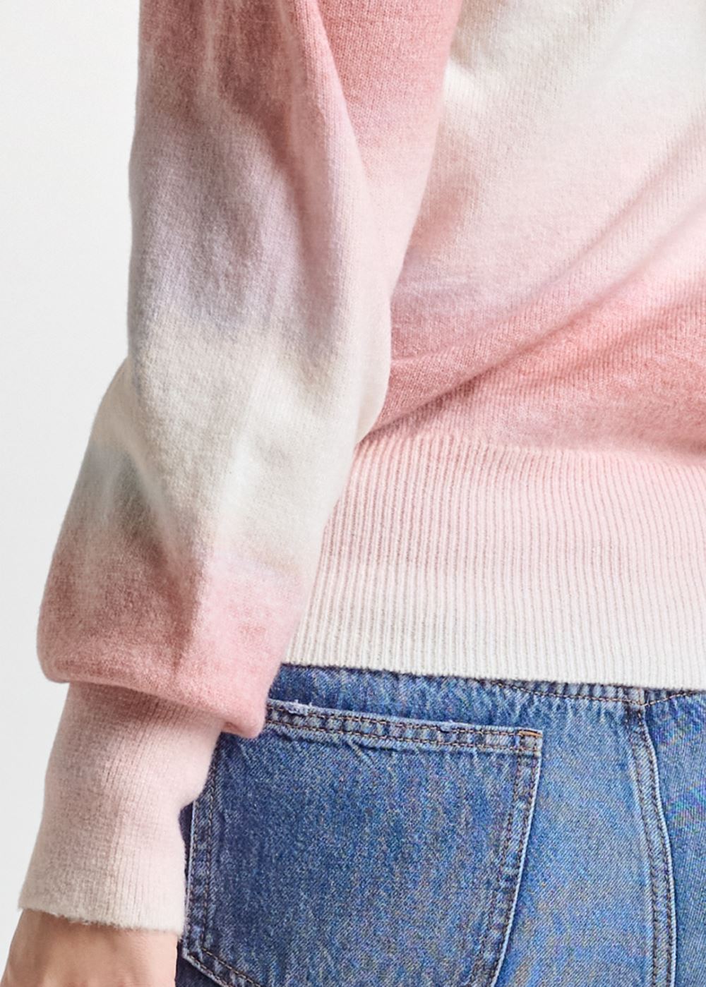 Venus Plus Size Ombre Balloon Sleeve Sweater in Pink Multi