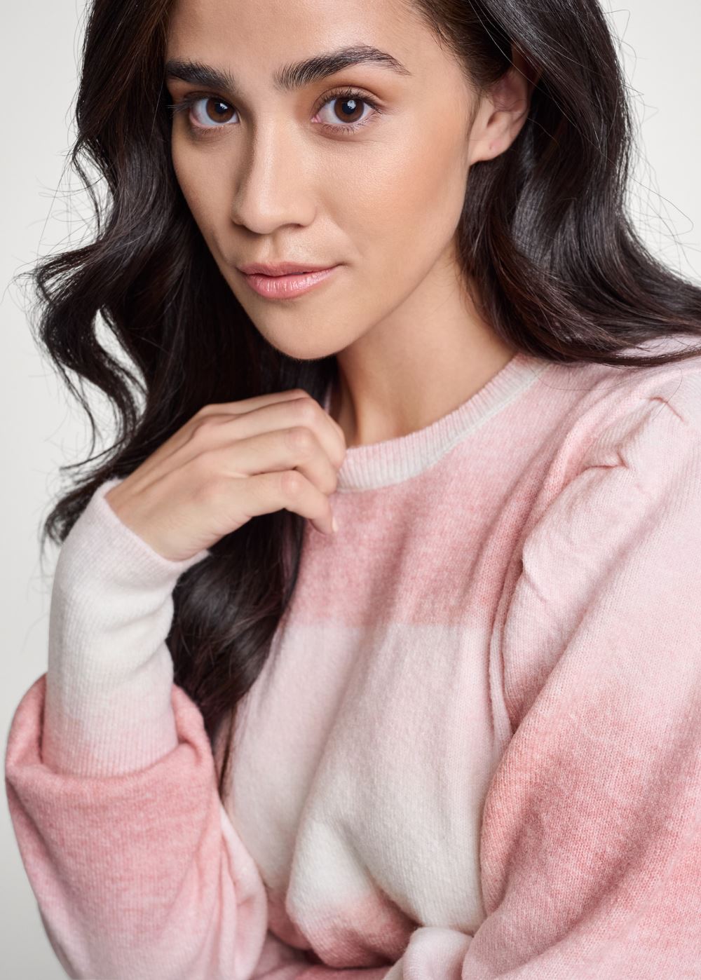 Venus Plus Size Ombre Balloon Sleeve Sweater in Pink Multi