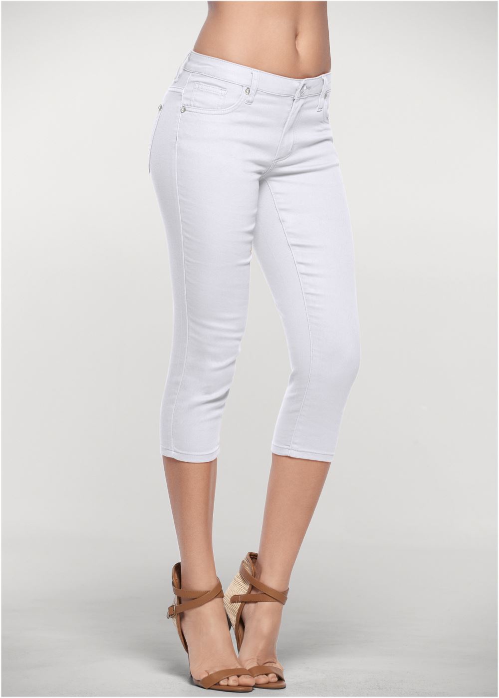Venus Plus Size Capri Jeans in White