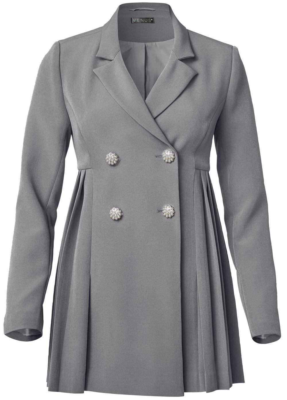 Venus Grey Double Breasted Peplum Blazer
