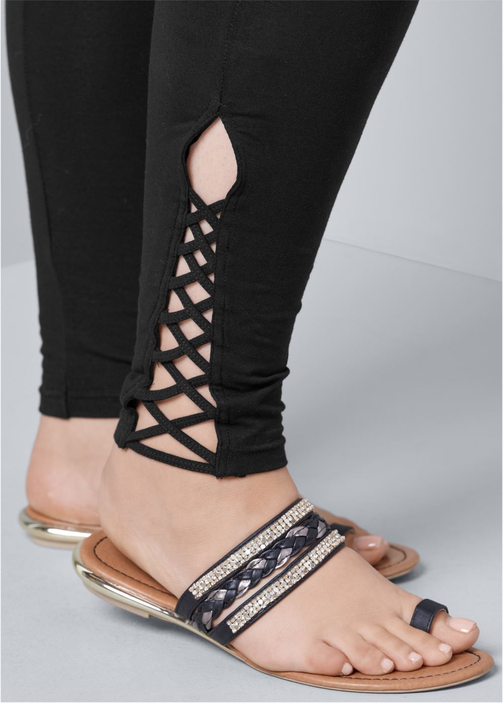Venus Black ANKLE DETAIL LEGGINGS