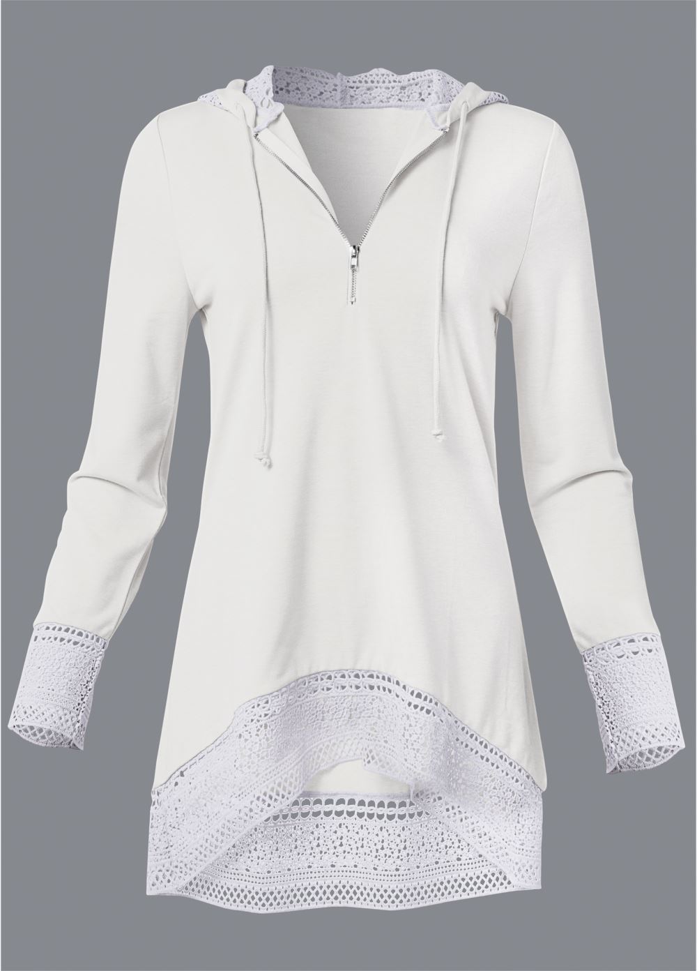 Venus Plus Size Crochet Trim Zipper Hoodie