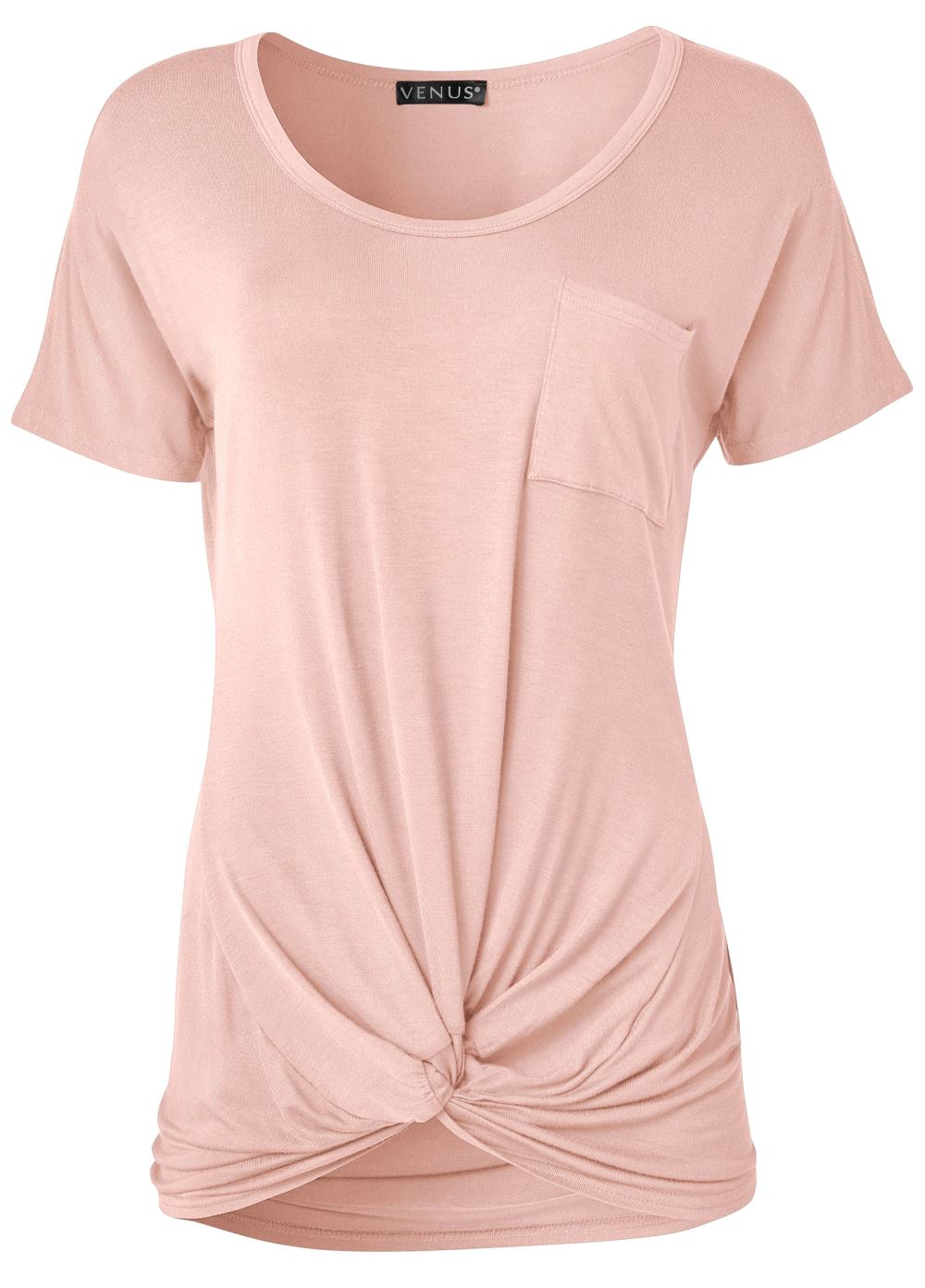 Venus Plus Size Twisted Knot Detail Tee in Light Pink