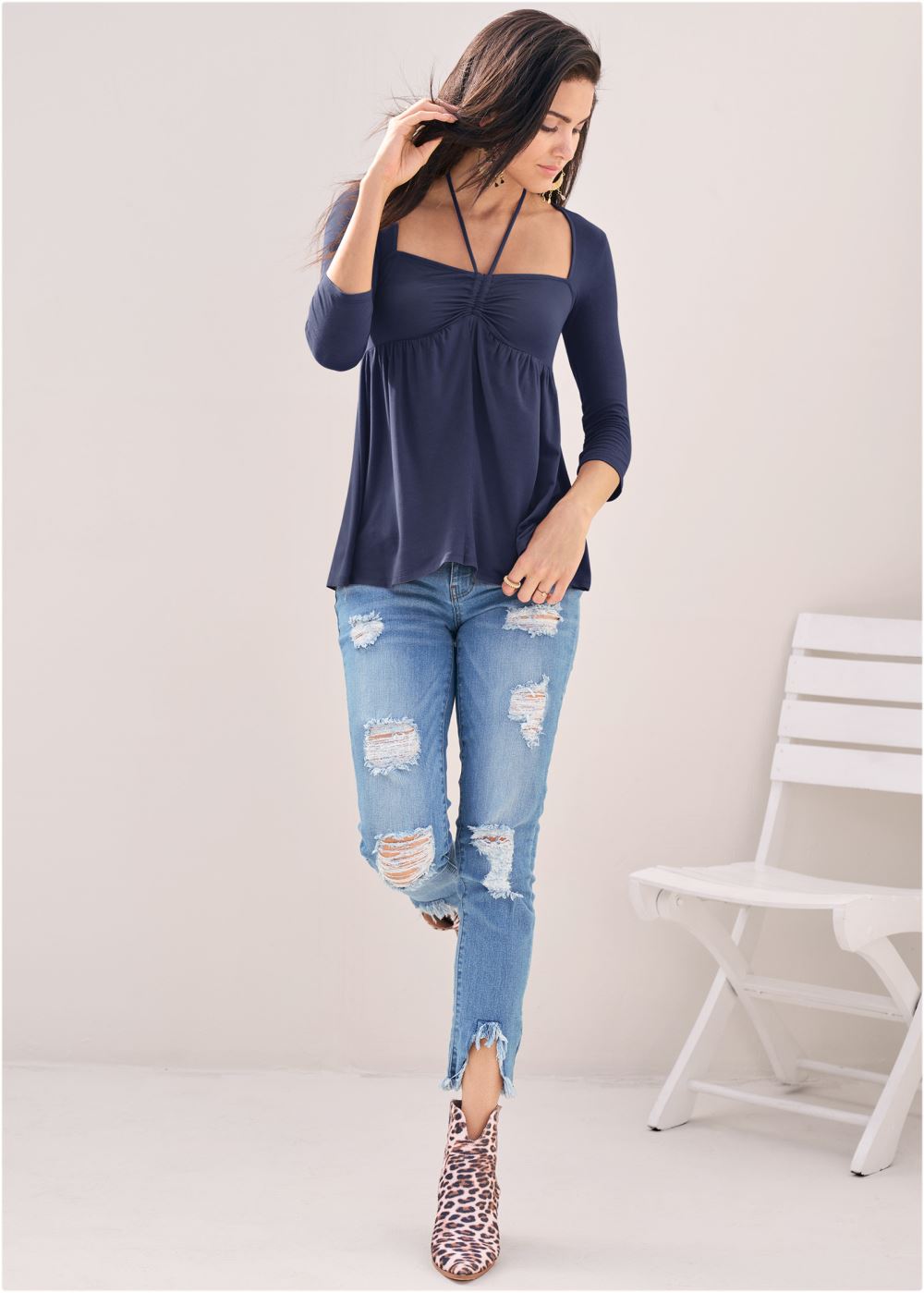 Venus Plus Size Babydoll Halter-Tie Top