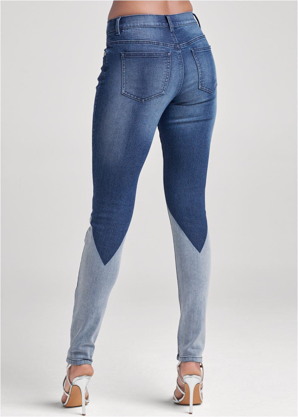 Venus Plus Size Laser Print Skinny Jeans in Denim Blue