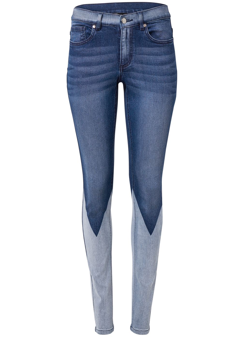 Venus Plus Size Laser Print Skinny Jeans in Denim Blue