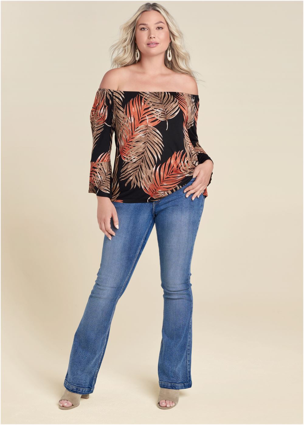 Venus Plus Size Off-The-Shoulder Floral Top