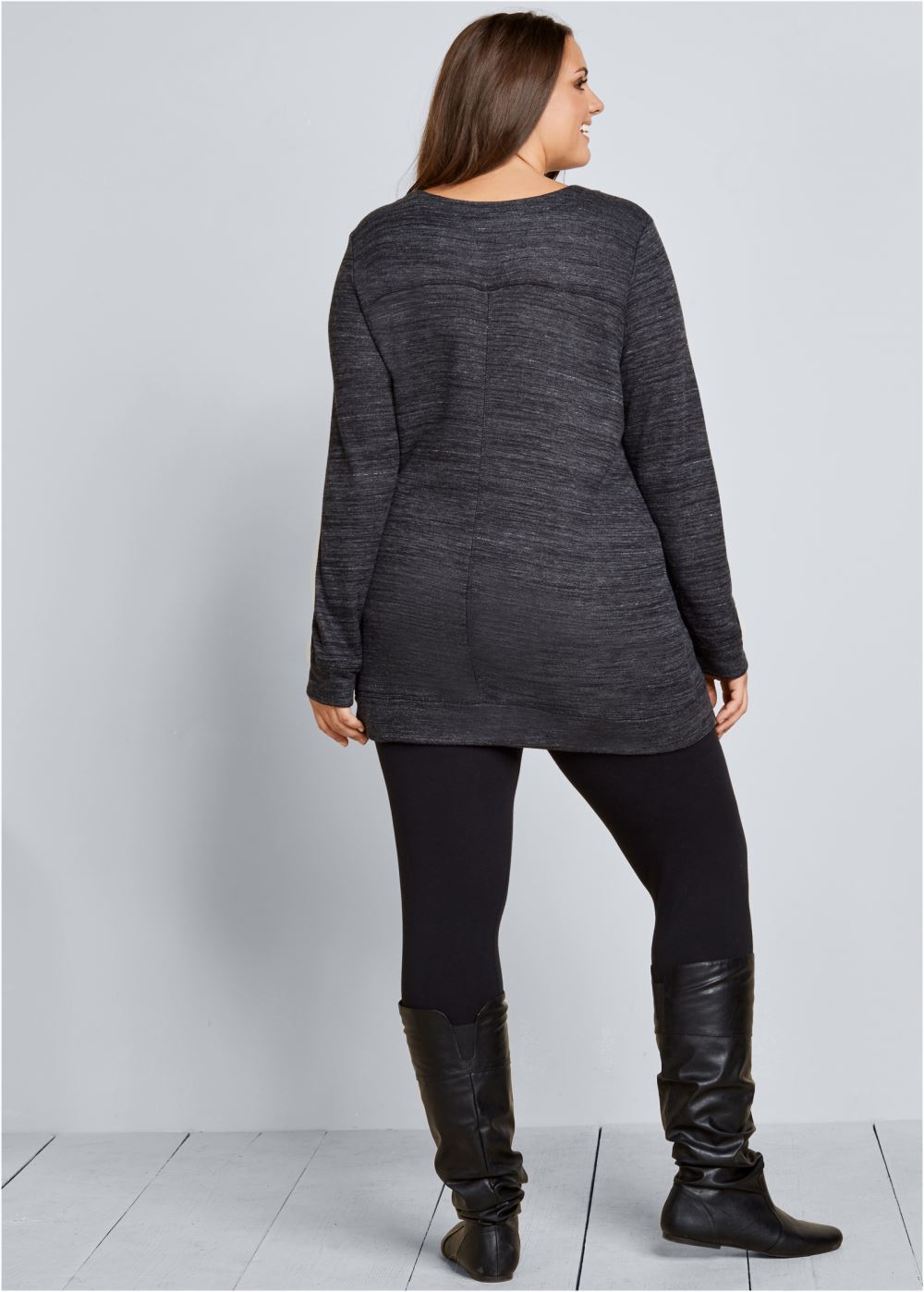 Venus Plus Size Lace-Up French Terry Dress