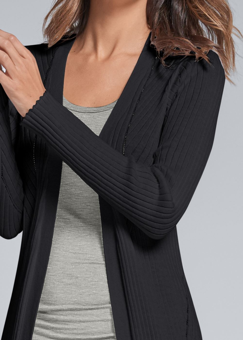 Venus Black LONG RIBBED DUSTER