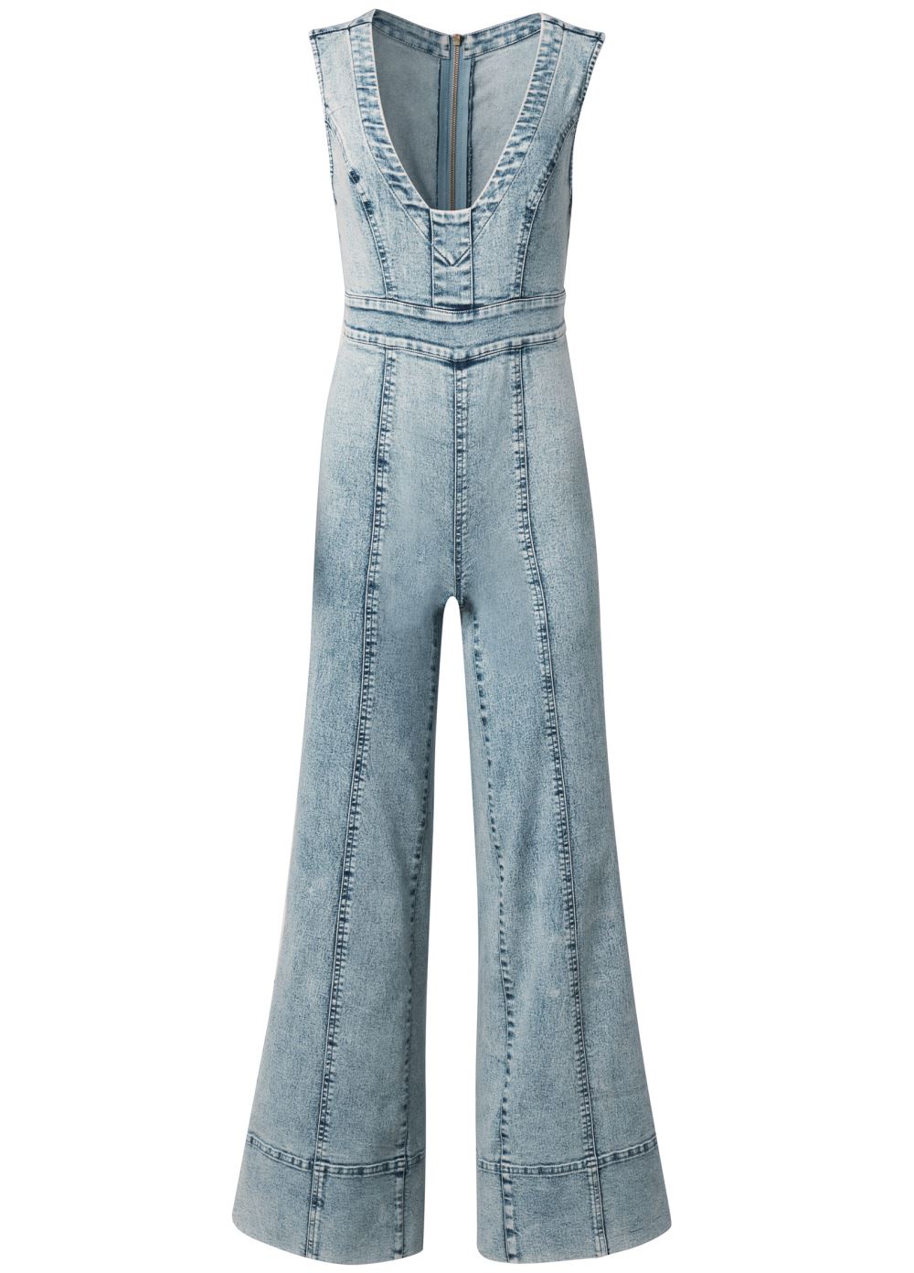 Venus Stretch Denim Jumpsuit Bikini - Acid Wash
