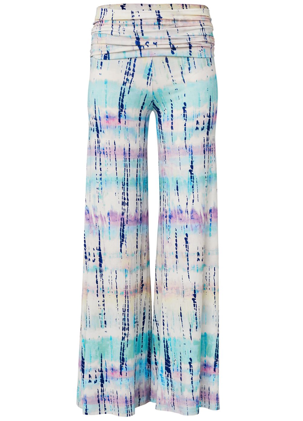 Venus Tie Dye Fold Over Pants in White Multi